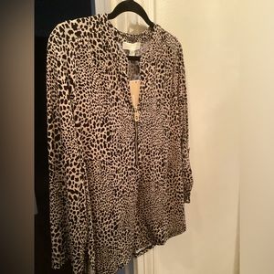 Michael Kors Zip Leopard Top (L)